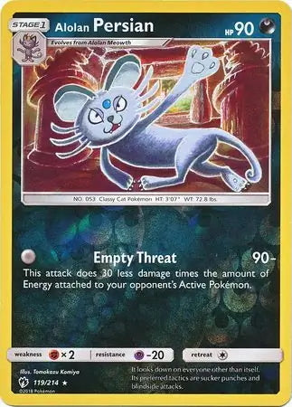 Lost Thunder Alolan Persian #119/214 reverse holo